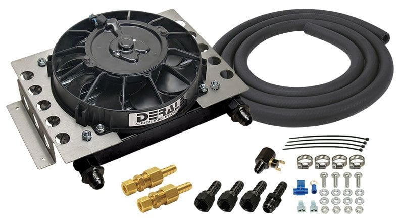 DERALE 12-3/4"W x 9-3/8"H x 4-5/16"D Derale Derale Atomic-Cool Remote Mount Transmission Cooler Kit with Fan DP15950 SR