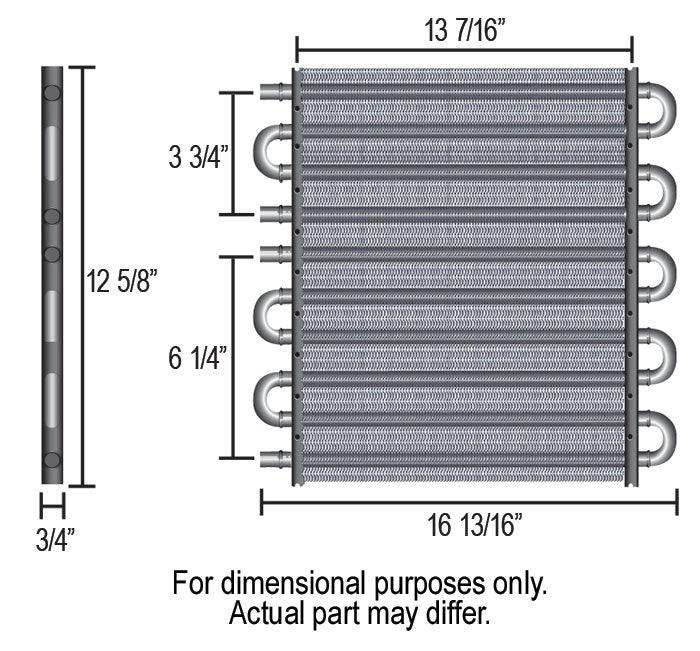 DERALE 4 & 6 Pass With X2 11/32" Barbs & X2 1/2" Barbs Derale Dual Circuit Tube & Fin Cooler DP13302 SR