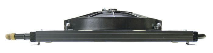 DERALE -6AN Inlets. 17-1/2" L x 7-5/8" H x 3-3/4" W Derale Derale Dyno-Cool 6 Pass Remote Mount Cooler with Fan DP12731 SR