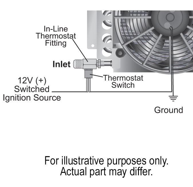 DERALE Hose Barb Fittings Included Derale Derale Universal Standard Series In-Line Fluid Thermostat -6 AN x -6 AN DP13021 SR