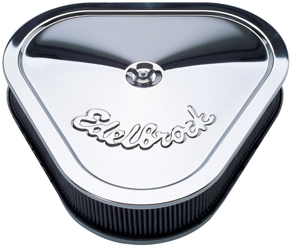 EDELBROCK Pro-Flo Triangular Air Cleaner Assembly, Chrome with Logo Pro-Flo Triangular Air Cleaner Assembly, Chrome with Logo SR