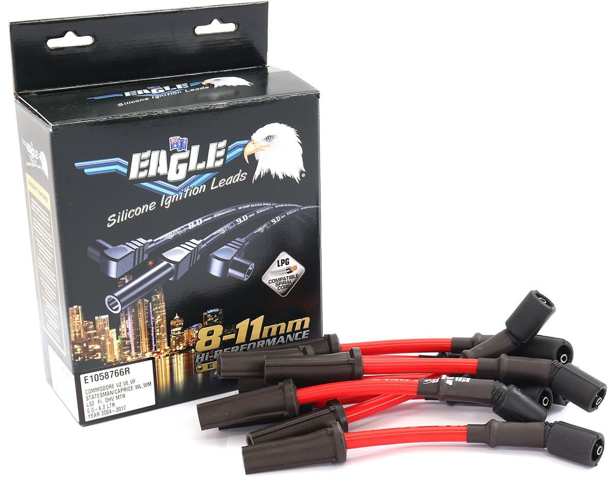 EL Suit Chev LS2/LS3 With 135° Coil boot & 180° Spark Plug Eagle Leads 10.5mm Eliminator Series II Over Rocker Cover Lead Set - Red ELE1058766R SR