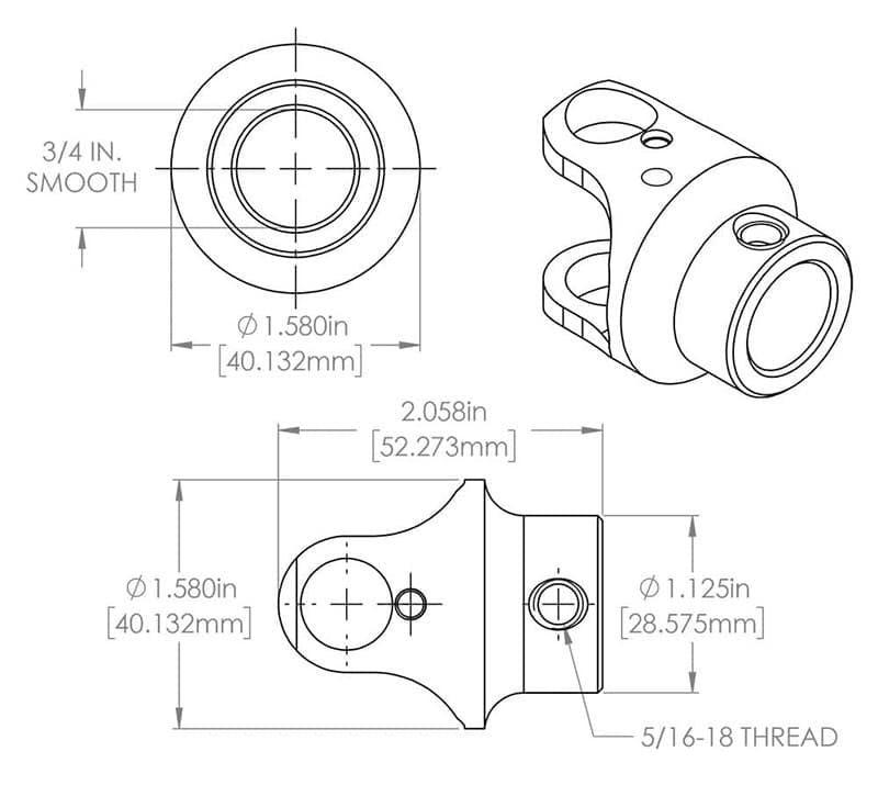 FLAMING 3/4"DD x 3/4" Smooth - Smooth Flaming River Billet Universal Joint FR1706DD SR