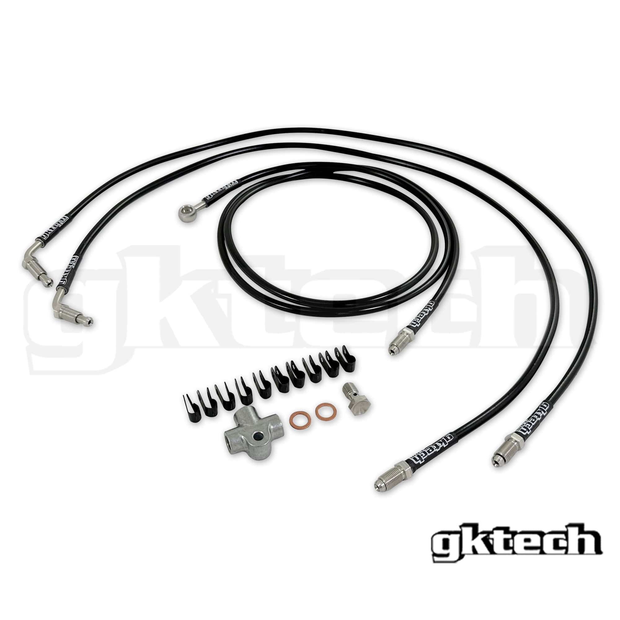 GKTECH 2 pot Nissan stand alone SS braided brake line kit SR