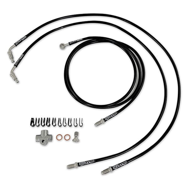GKTECH 2 pot Nissan stand alone SS braided brake line kit SR
