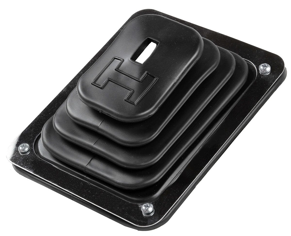 HURST Complete With Chrome Trim Plate & Mounting Hardware, 5-1/4" x 6-1/2" Hurst B-4 Shifter Boot & Plate HU1144580 SR