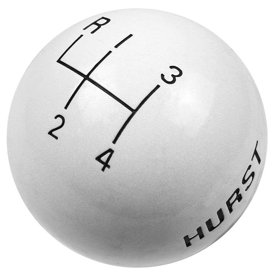HURST Round White Plastic With Hurst Logo, Suit 4 Speed Manual Transmission Hurst Replacement Shifter Knob HU1637626 SR