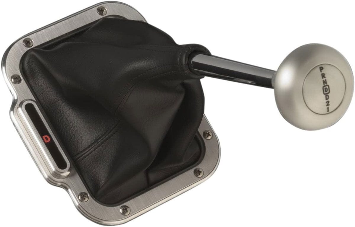 LOKAR Suit GM 4L60E/4L80E (Long Selector Shaft) 6-3/4" x 5-1/4"OD x 5-1/2" Lokar Vertical Rectangular LED Boot Indicator With Boot Kit - Brushed Aluminium LK-CIN SR