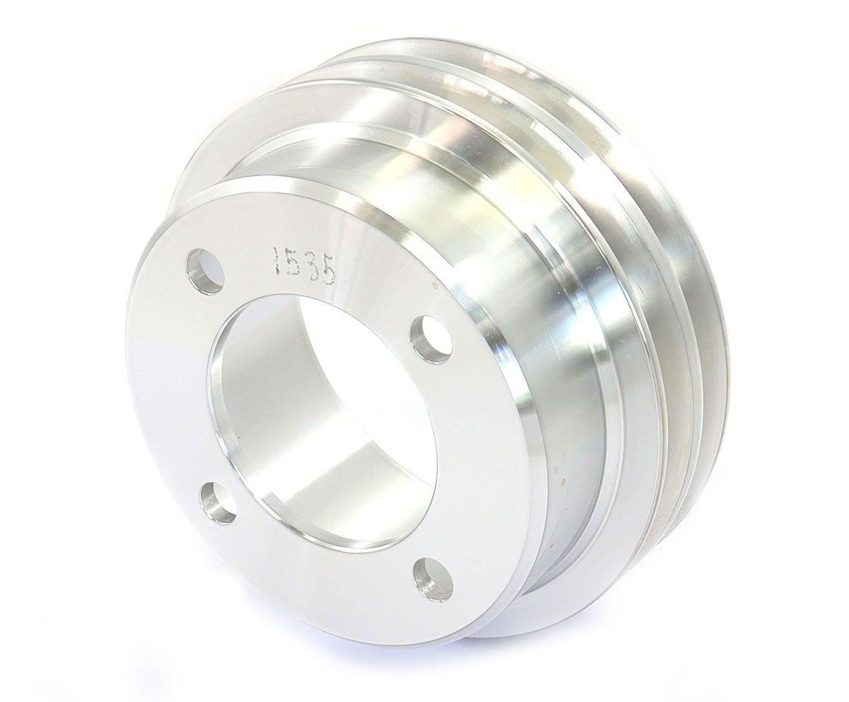 MARCH Billet Aluminium, Suit Ford 302-351W March Performance March Performance 2-Groove Crank Pulley with 4-Bolt Fluid Damper 5-1/2" MPP1535 SR