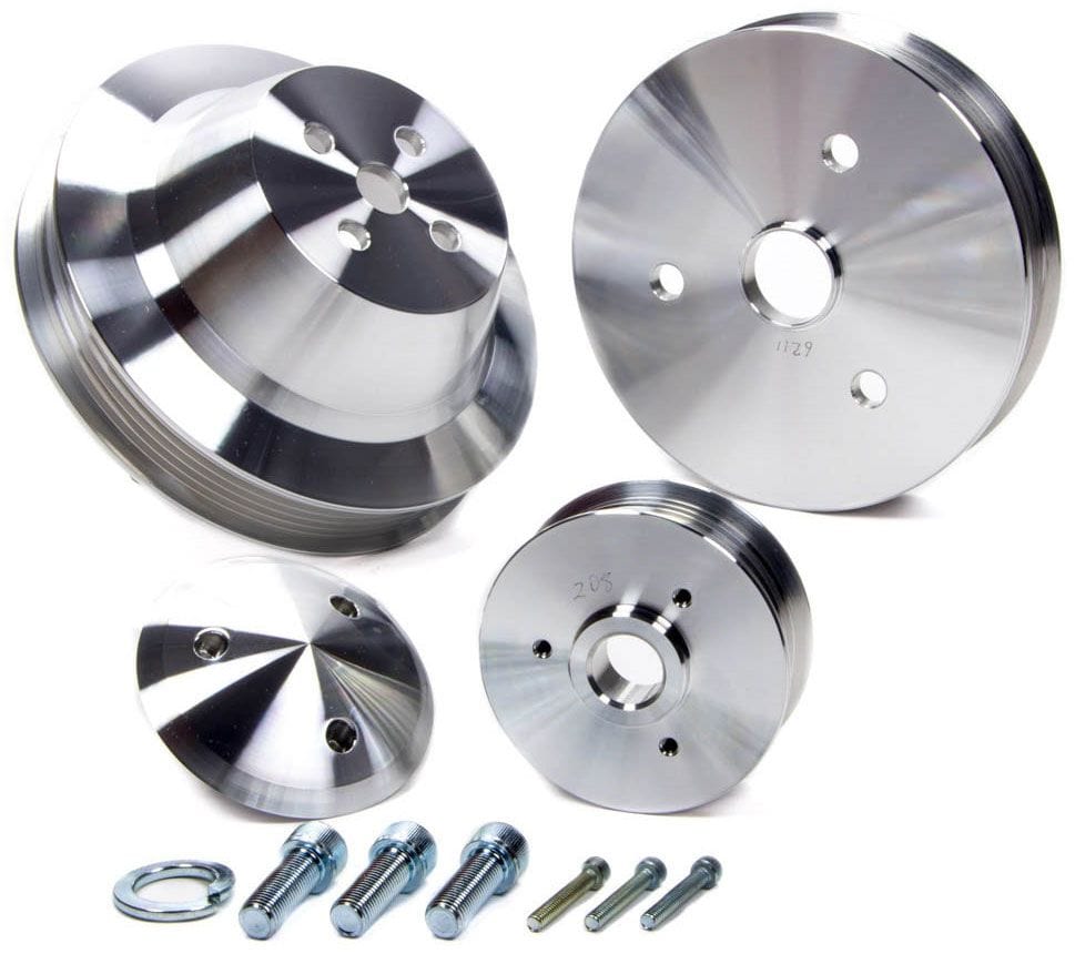 MARCH Billet Aluminium, Suit SB Chevy with Short Water Pump March Performance March Performance High Flow 6-Rib Serpentine Conversion Pulley Set MPP6210 SR