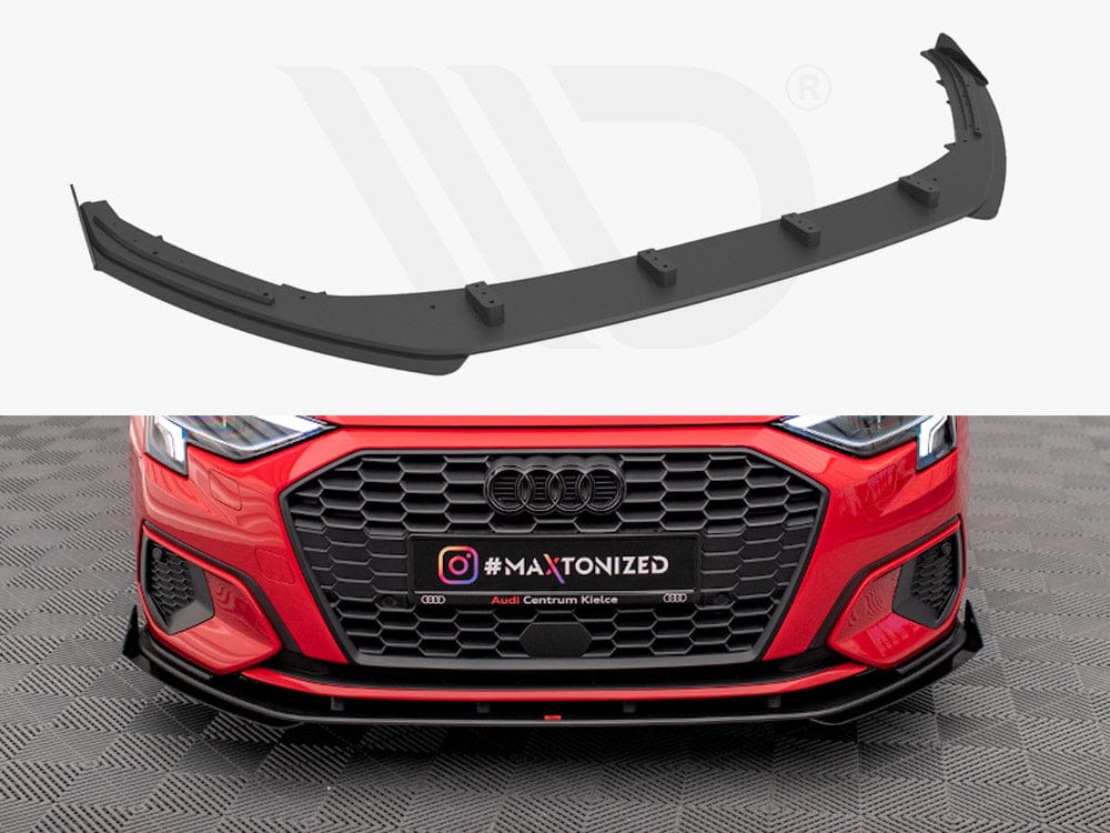 Maxton Design Black + Gloss Flaps Street PRO Front Splitter + Flaps Audi A3 8Y Maxton Design SR