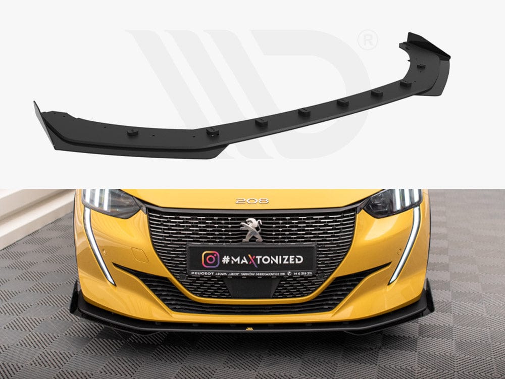 Maxton Design Black + Gloss Flaps Street PRO Front Splitter + Flaps Peugeot 208 GT Mk2 Maxton Design SR