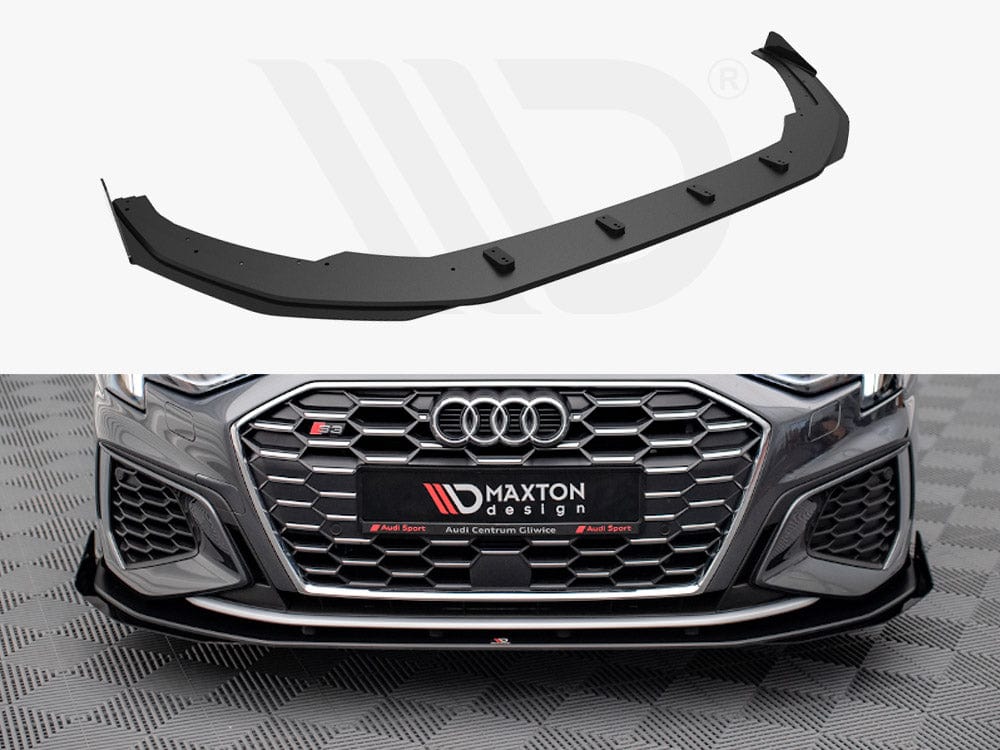 Maxton Design Black + Gloss Flaps Street PRO Front Splitter V.1 (+flaps) Audi S3 / A3 S-line 8Y 2020- Maxton Design SR