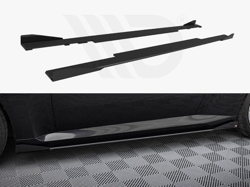 Maxton Design Black + Gloss Flaps Street PRO Side Skirts Diffusers + Flaps BMW 2 Coupe G42 Maxton Design SR