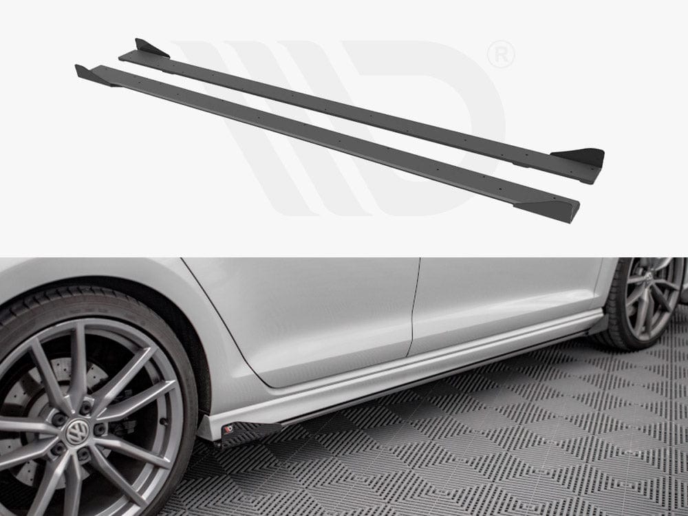 Maxton Design Black + Gloss Flaps Street PRO Side Skirts Diffusers (+flaps) VW Golf R MK7 2013-2016 Maxton Design SR