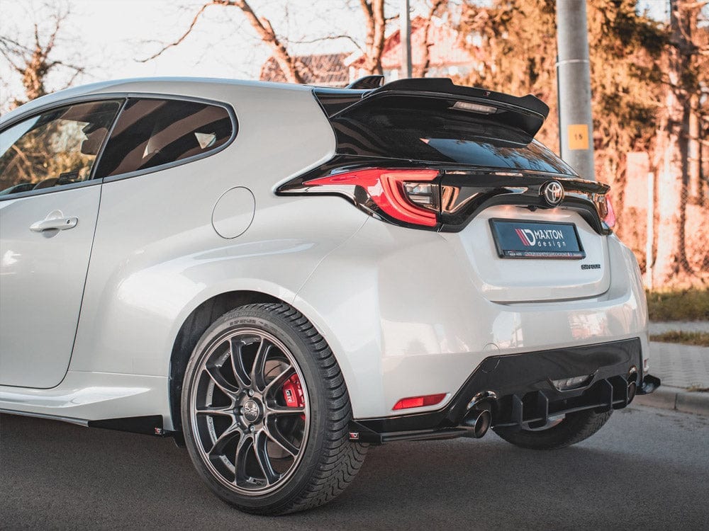 Maxton Design Black-Red + Gloss Flaps Racing Durability Rear Side Splitters (+flaps) Toyota GR Yaris MK4 2020- Maxton Design SR