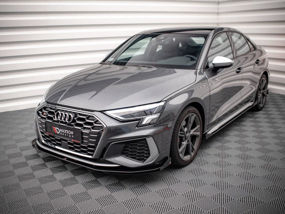 Maxton Design Black-Red + Gloss Flaps Street PRO Front Splitter V.1 (+flaps) Audi S3 / A3 S-line 8Y 2020- Maxton Design SR