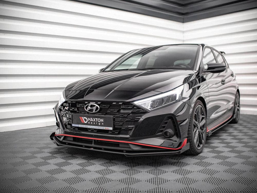 Maxton Design Black-Red + Gloss Flaps Street PRO Front Splitter V.1 (+flaps) Hyundai I20 N MK3 2020- Maxton Design SR