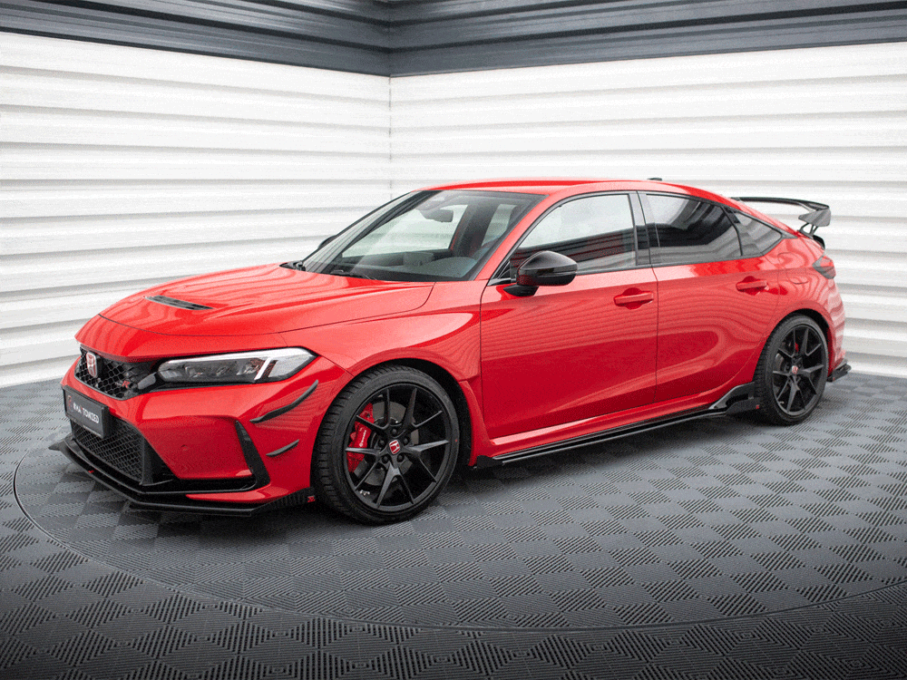 Maxton Design Black-Red + Gloss Flaps Street PRO Side Skirts Diffusers + Flaps Honda Civic Type-R Mk 11 Maxton Design SR