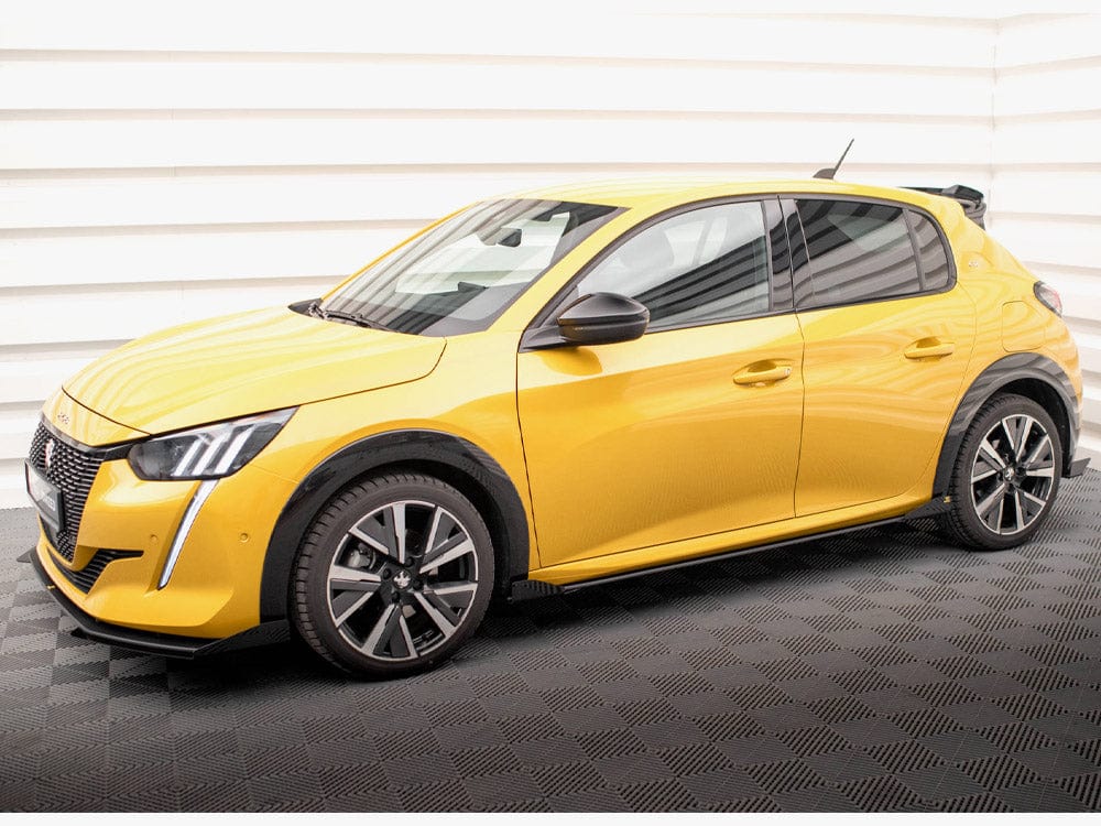 Maxton Design Black-Red + Gloss Flaps Street PRO Side Skirts Diffusers + Flaps Peugeot 208 GT Mk2 Maxton Design SR