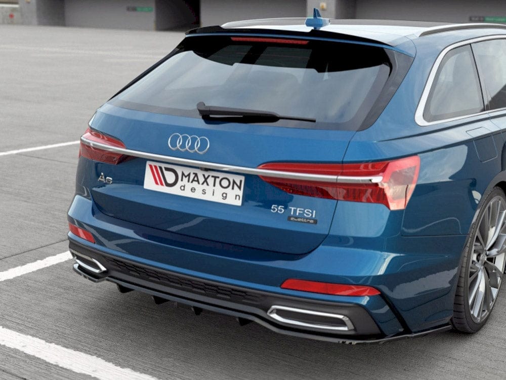 Maxton Design Carbon Look Central Rear Splitter (Vertical Bars) Audi A6 S-Line Avant C8 Maxton Design SR