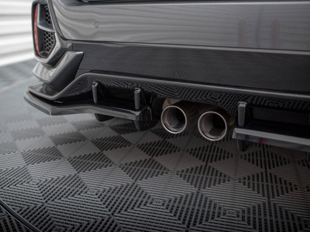 Maxton Design Central Rear Splitter (Vertical Bars) + Flaps Honda Civic Sport Mk 10 Maxton Design SR