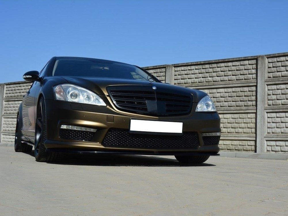 Maxton Design Gloss Black / Yellow Front Splitter Mercedes S-class W221 AMG Maxton Design SR