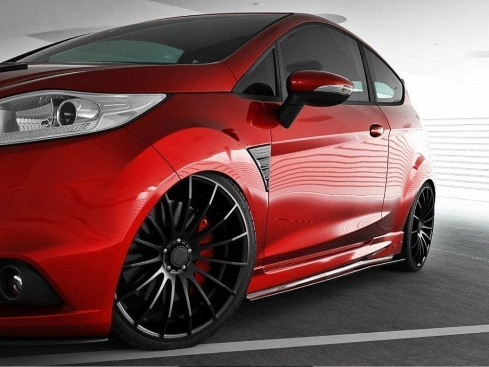 Maxton Design Textured / Red Side Skirts Diffusers Ford Fiesta ST / ST-Line Mk7 / Mk7 FL Maxton Design SR