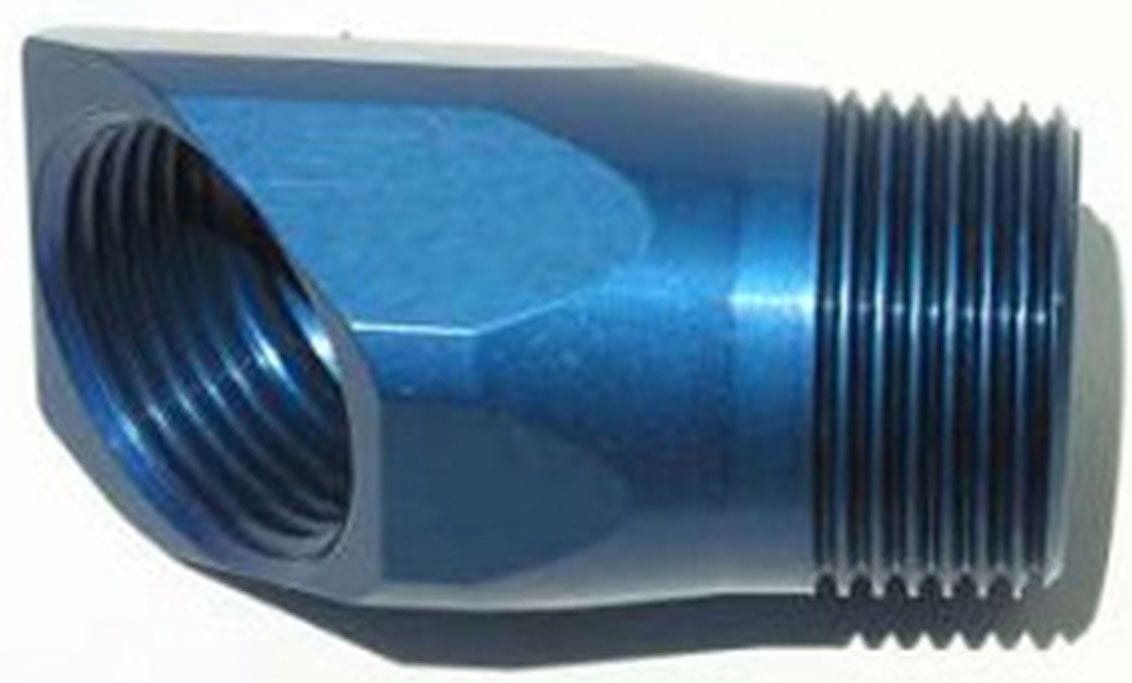 MEZIERE 1" NPT male to 1" NPT female, 45 degree angle Meziere Inlet Fitting Adapter, Blue Finish MZWP1045B SR