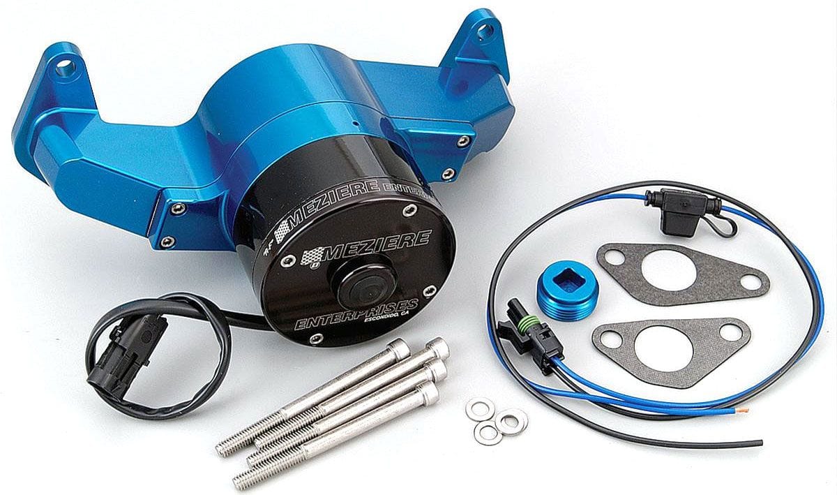 MEZIERE 35GPM, Standard motor Meziere Big Block Ford 429/460 Electric Water Pump, Blue Finish MZWP108B SR