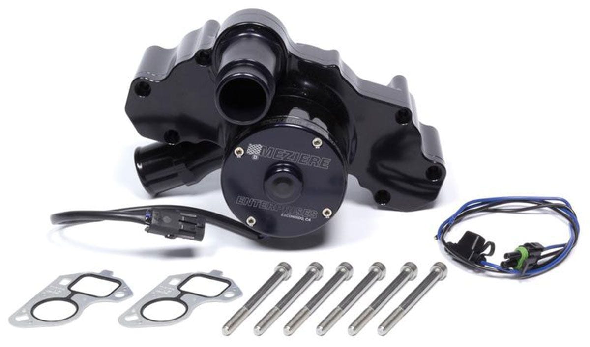 MEZIERE Suit GM LS series With 55 GPH Flow Meziere Extreme Duty Electric Water Pump - Black Finish MZWP333S SR