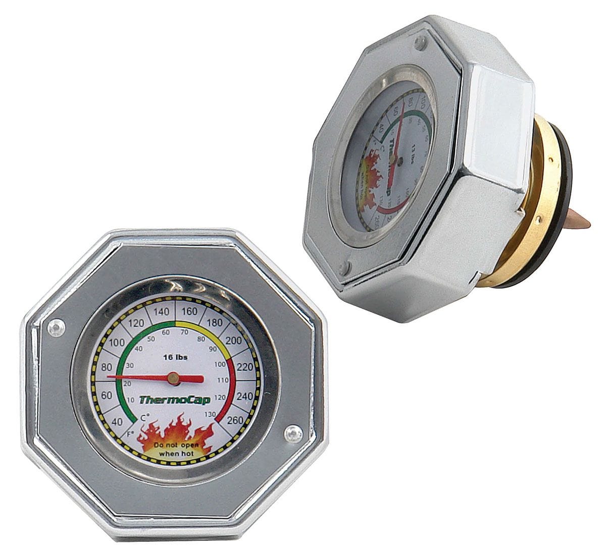 MRG Mr Gasket Mr Gasket 16psi Large Radiator Cap with Built-In Thermometer MG2471S SR