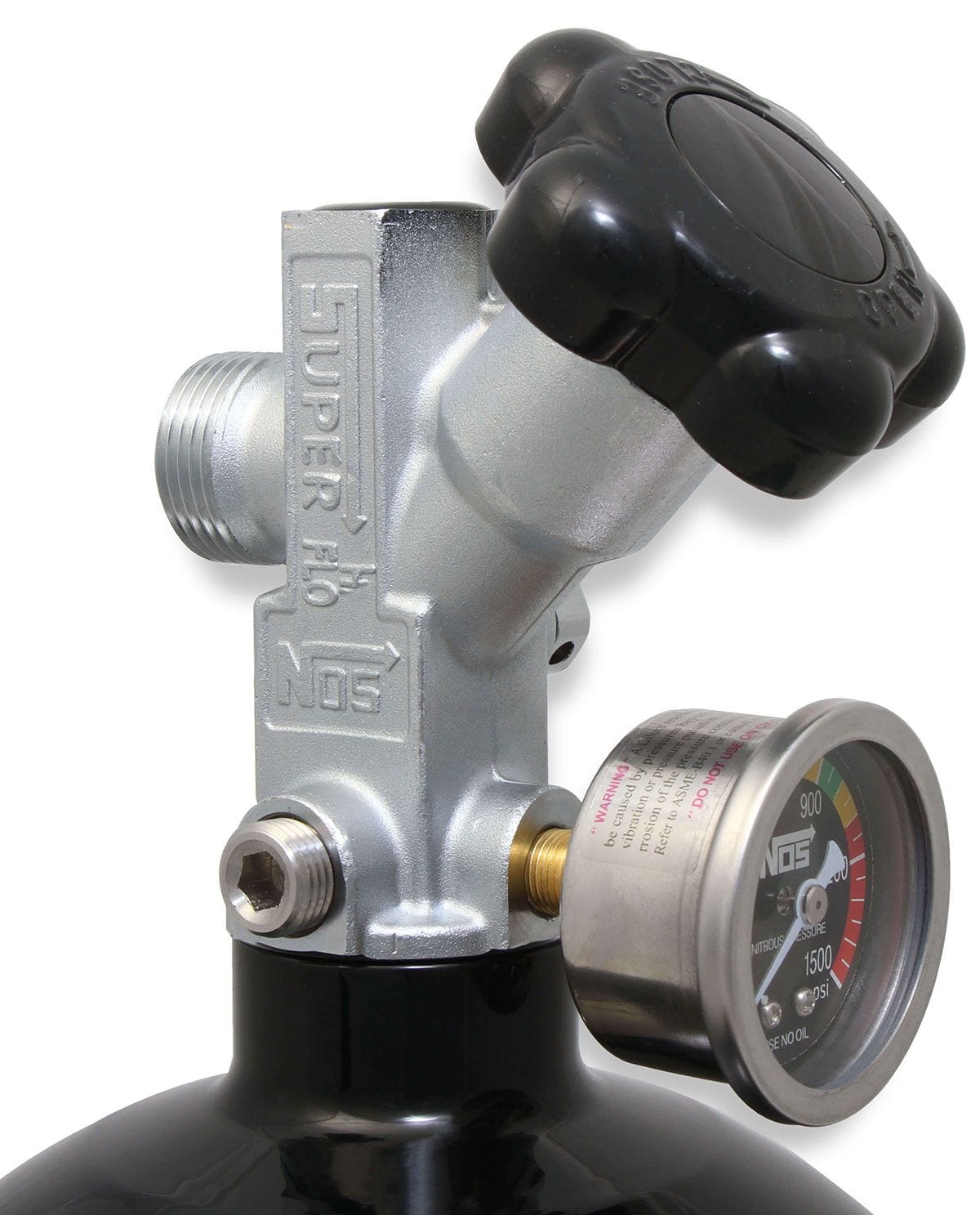 NOS 21" x 7" dia. With Hi-Flo Valve & Gauge Nitrous Oxide Systems Nitrous Bottle 10-lb. (Black) NOS14745B SR