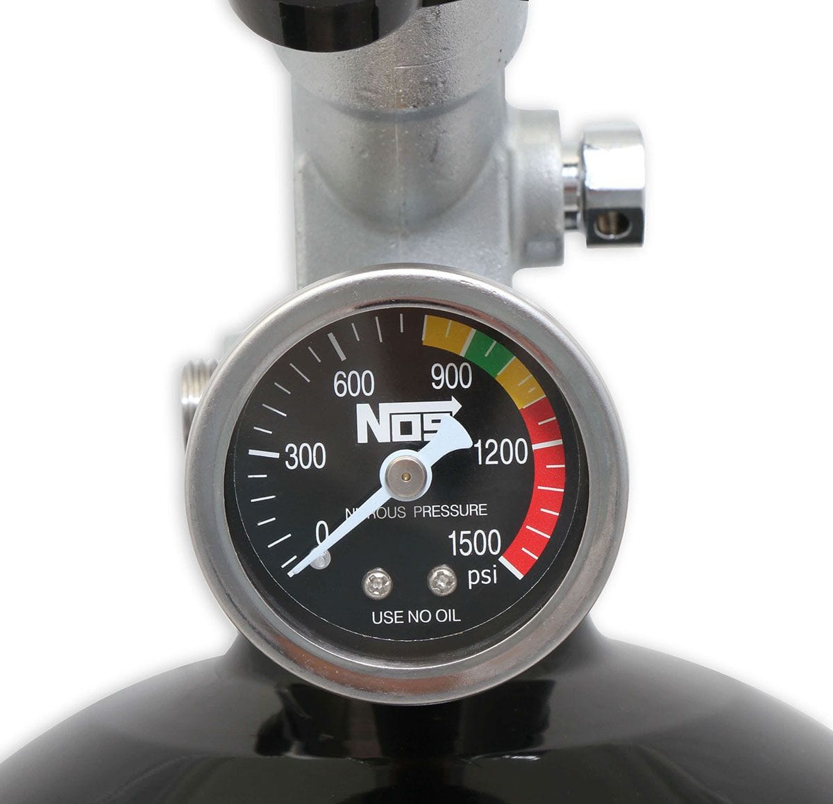NOS 21" x 7" dia. With Hi-Flo Valve & Gauge Nitrous Oxide Systems Nitrous Bottle 10-lb. (Black) NOS14745B SR