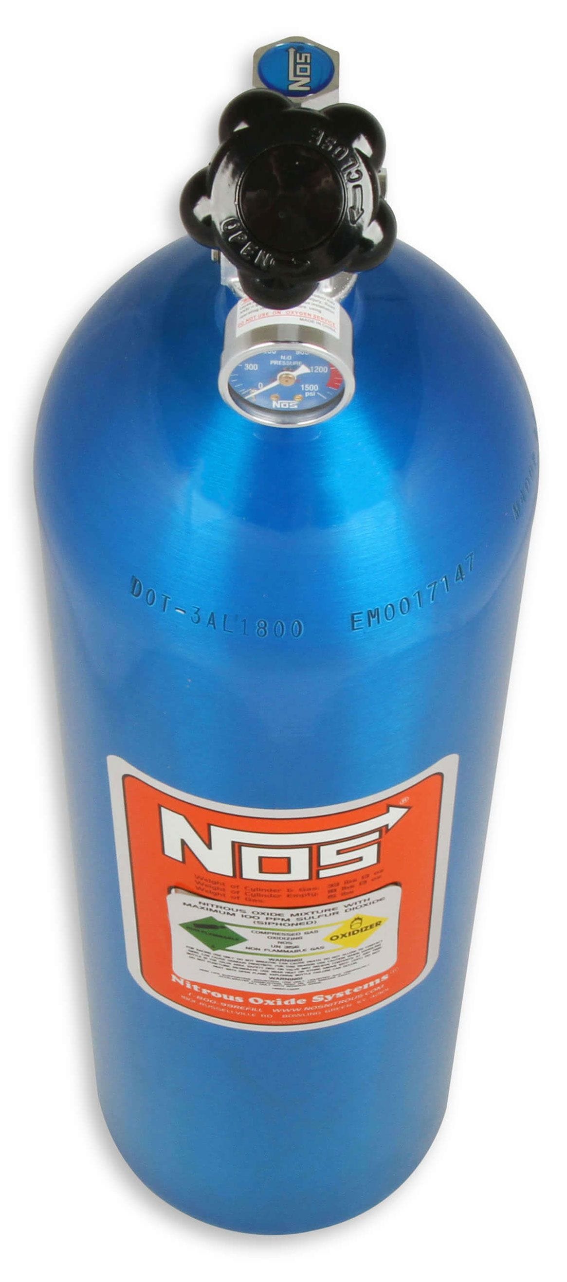NOS 27" x 7" dia. With Hi-Flo Valve Nitrous Oxide Systems Nitrous Bottle 15-lb. (Electric Blue) NOS14750 SR