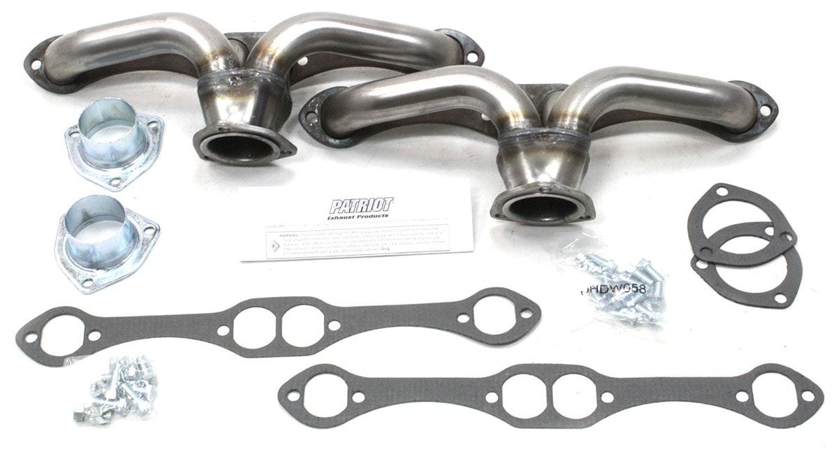 PATRIOT Suit SB Chev 1-5/8" Primary Pipe With 2-1/2" Collector, Oval Port Patriot Exhaust Raw Finish Tight Tuck Headers PATH8052 SR