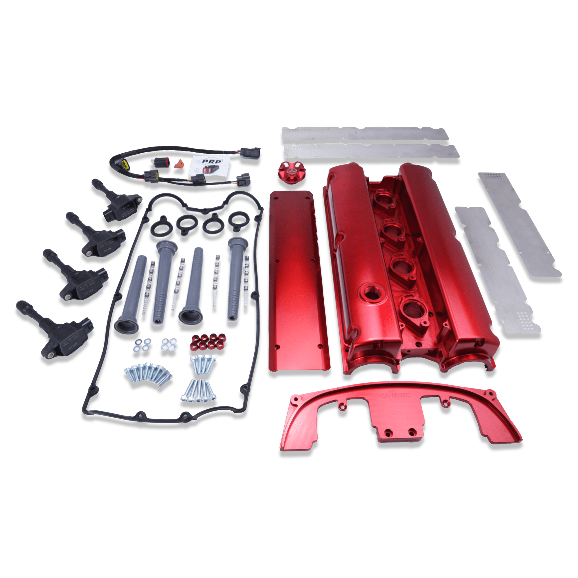 Platinum Racing Products Billet Cam Covers Black / CNC Fully Smooth / No Coil Kit Mitsubishi EVO 4-9 Billet Cam Cover Kit SR