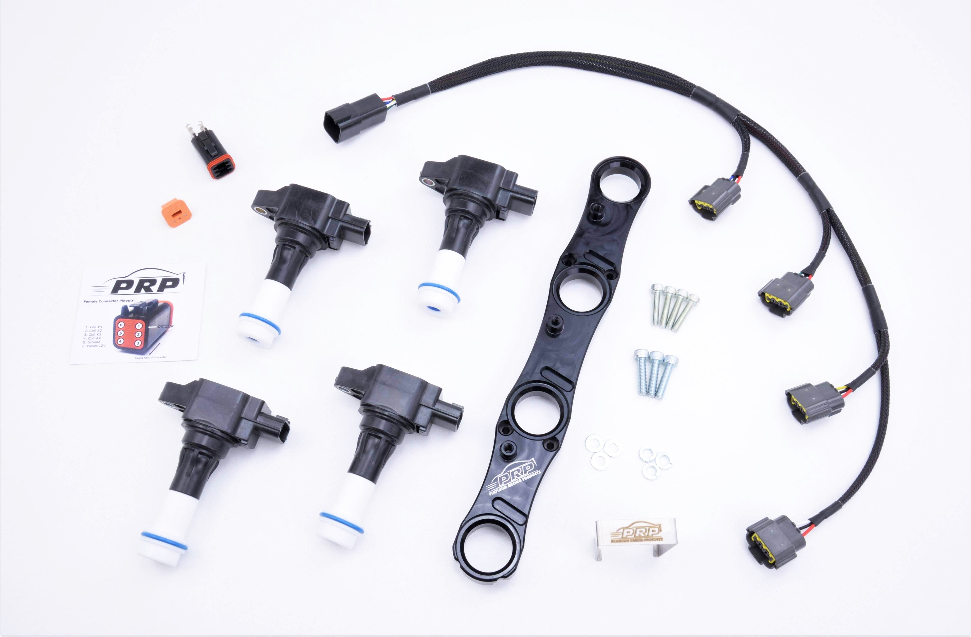 Platinum Racing Products Ignition Coil Kit Black / Full Kit Coils, Bracket, Stalks, Loom with OEM Loom Nissan CA18 Coil Kit for RWD Application SR