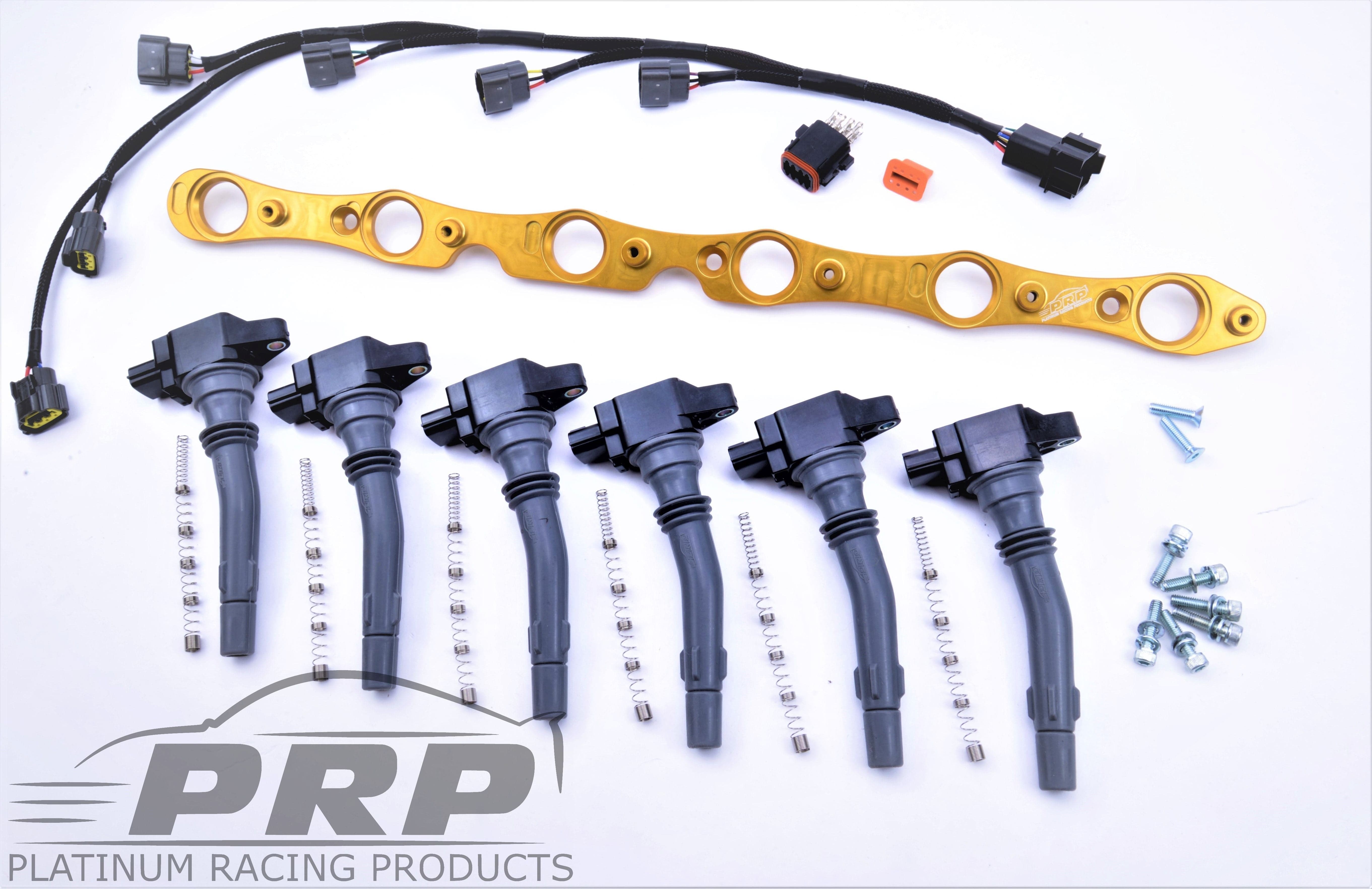 Platinum Racing Products Ignition Coil Kit Bracket + Stalks + Coils / No wiring loom / Cardo Zinc Ford Barra Coil Kit SR