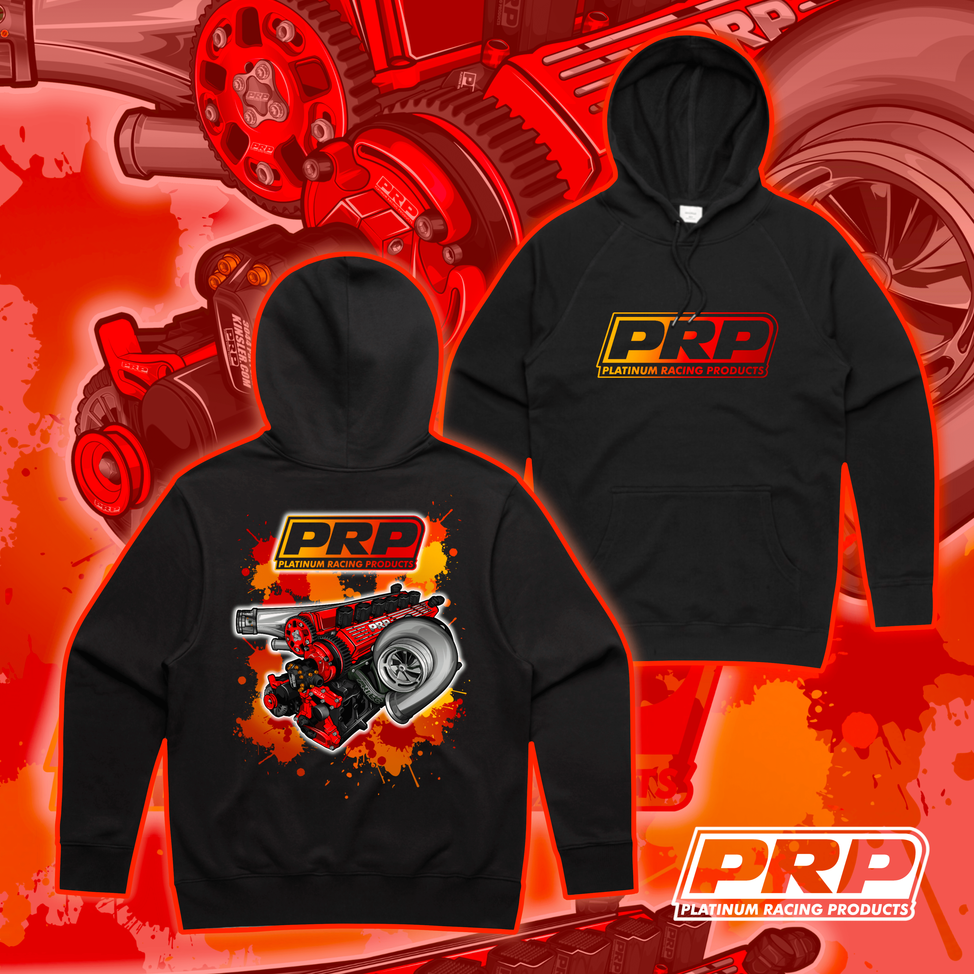 Platinum Racing Products Merchandise XS PRP RB26 Red Engine Hoodie SR
