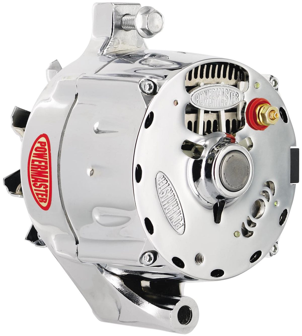 POWERMAST 100 AMP, 1 Wire, Internal Regulator, Single V Groove Pulley Powermaster Chrome Ford Alternator PM8-37101 SR