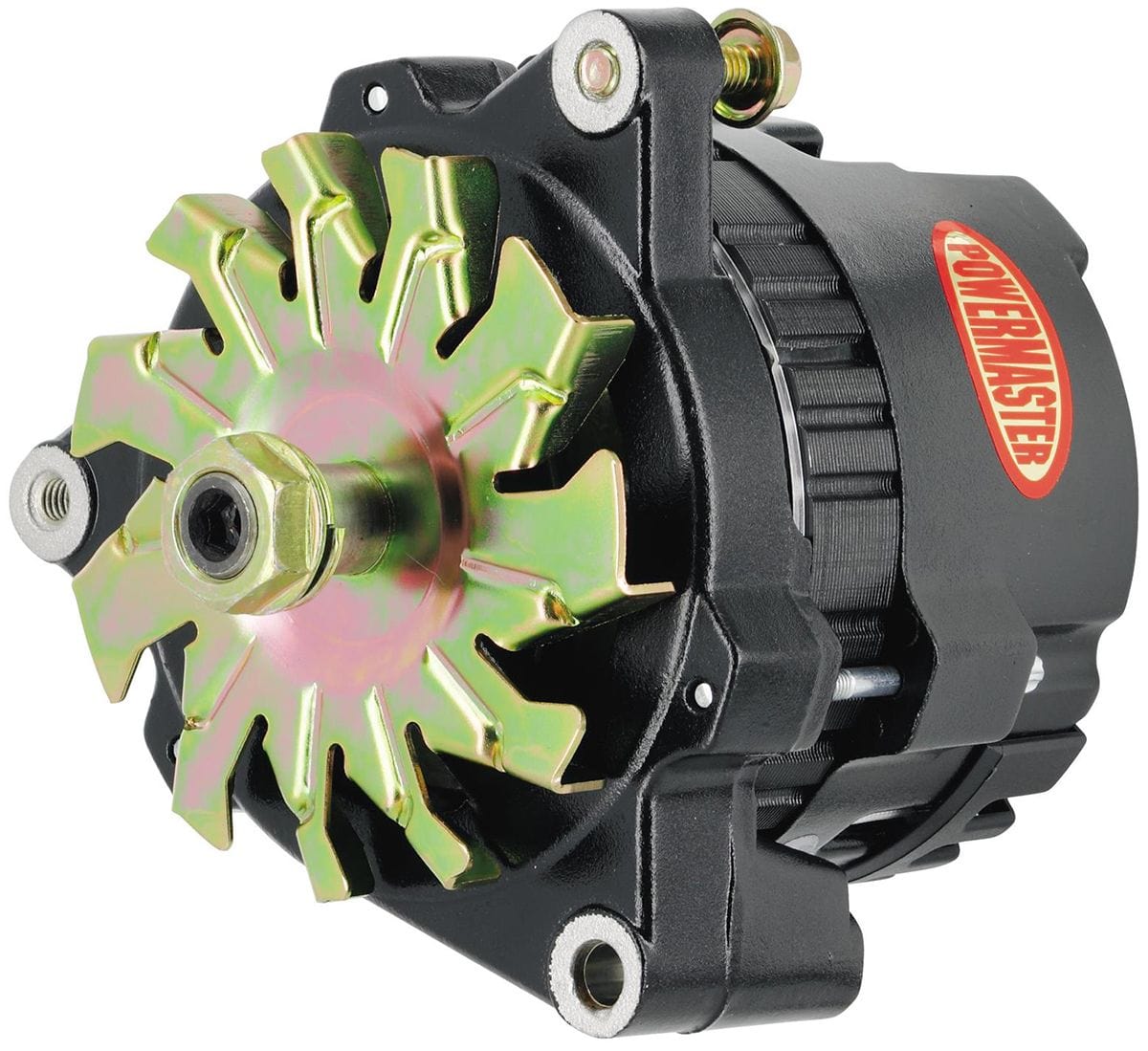 POWERMAST 100 AMP, 1 Wire, NO Pulley Powermaster Black GM Racing Alternator PM8072 SR