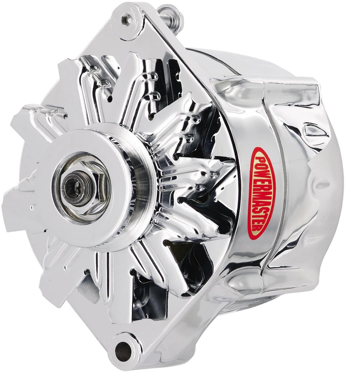 POWERMAST 100 Amps GM Style With Single V-Pulley Powermaster Chrome Smooth Look Alternator PM17297 SR