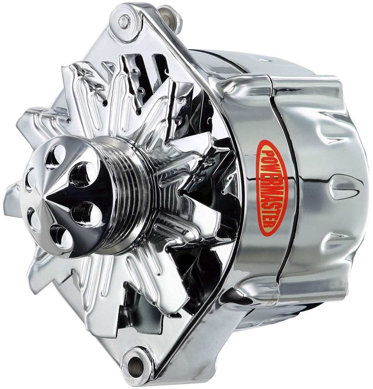 POWERMAST 100 Amps GM Style With Single V-Pulley Powermaster Chrome Smooth Look Alternator PM17297 SR