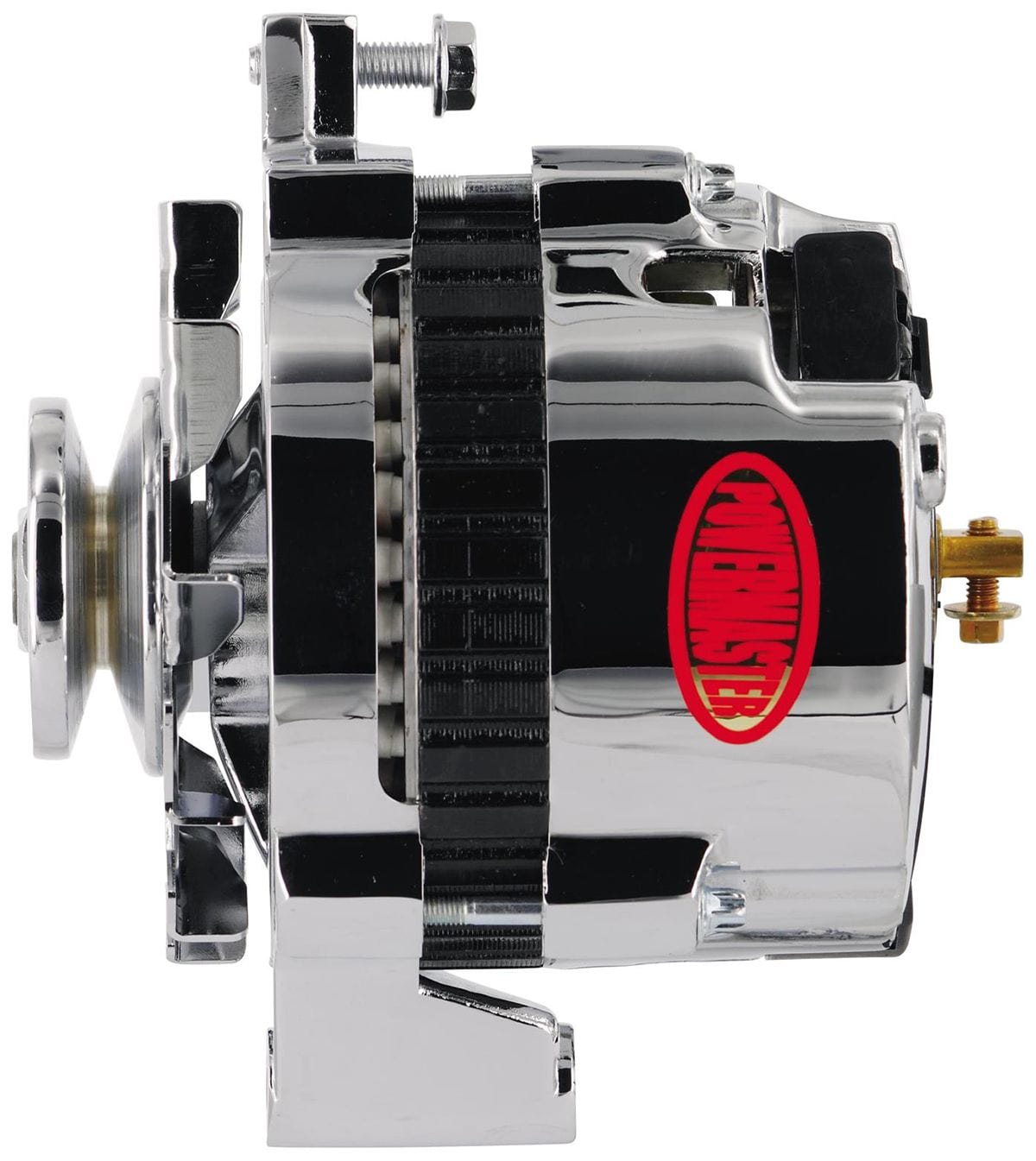 POWERMAST 140 AMP, 1 Wire, Single V-Belt Pulley Powermaster Chrome GM/Chevy CS130 Style Alternator PM378021 SR