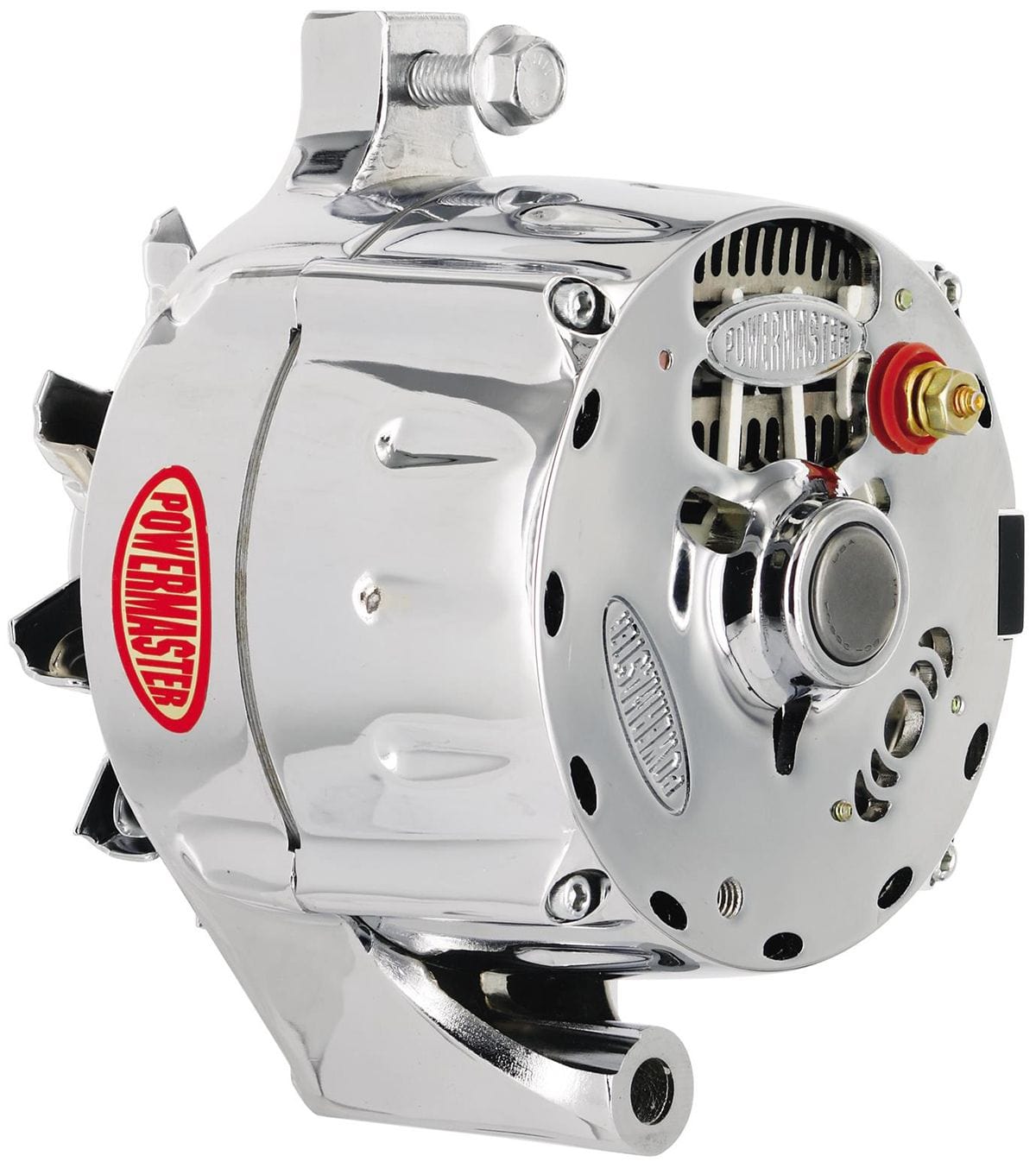 POWERMAST 150 AMP, 1 Wire, Internal Regulator, Single V Groove Pulley Powermaster Chrome Smooth Ford Alternator PM8-37141 SR