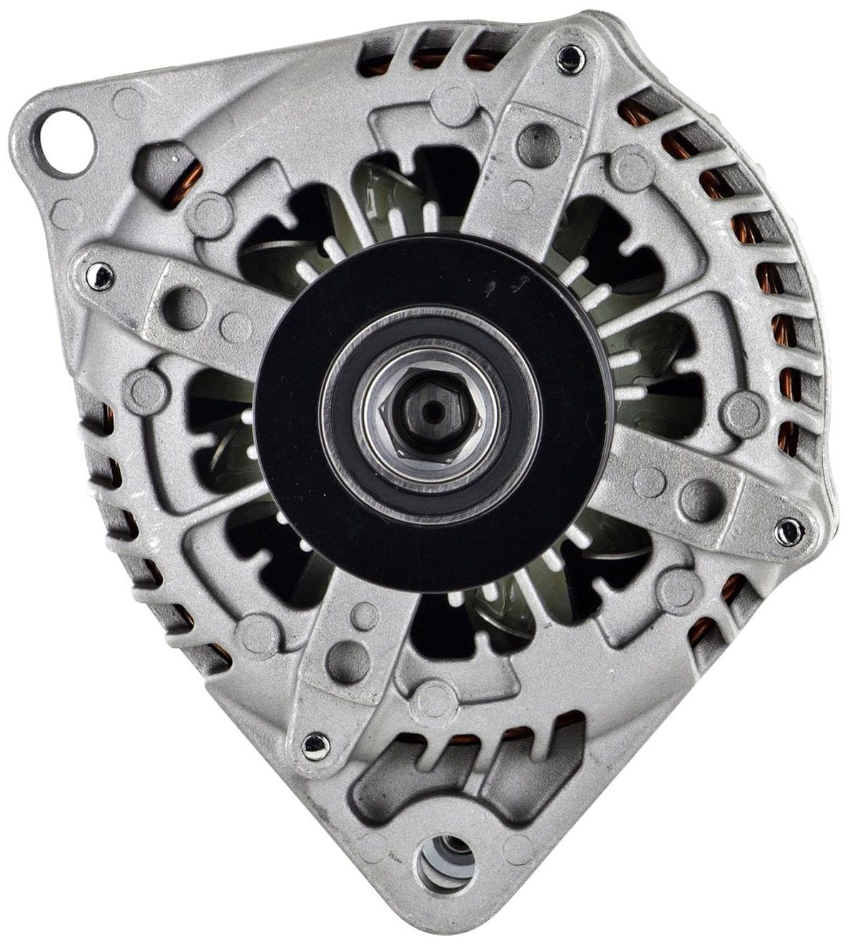 POWERMAST 245A, 6-Groove Serpentine Pulley, "Hair Pin Style" Powermaster Natural Finish Ford Mustang 2011-17 Alternator PM41625 SR