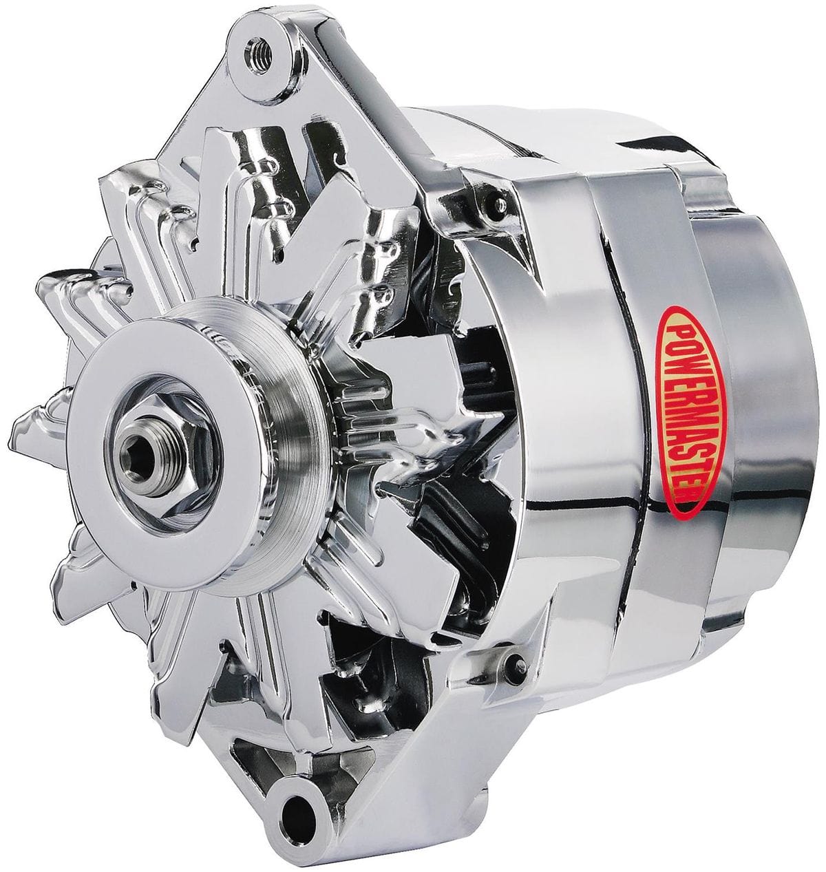 POWERMAST 85 Amps, 1 Or 3 Wire With Single V Groove, Original Look Alternator Powermaster Chrome GM Style 10SI Alternator PM17127 SR