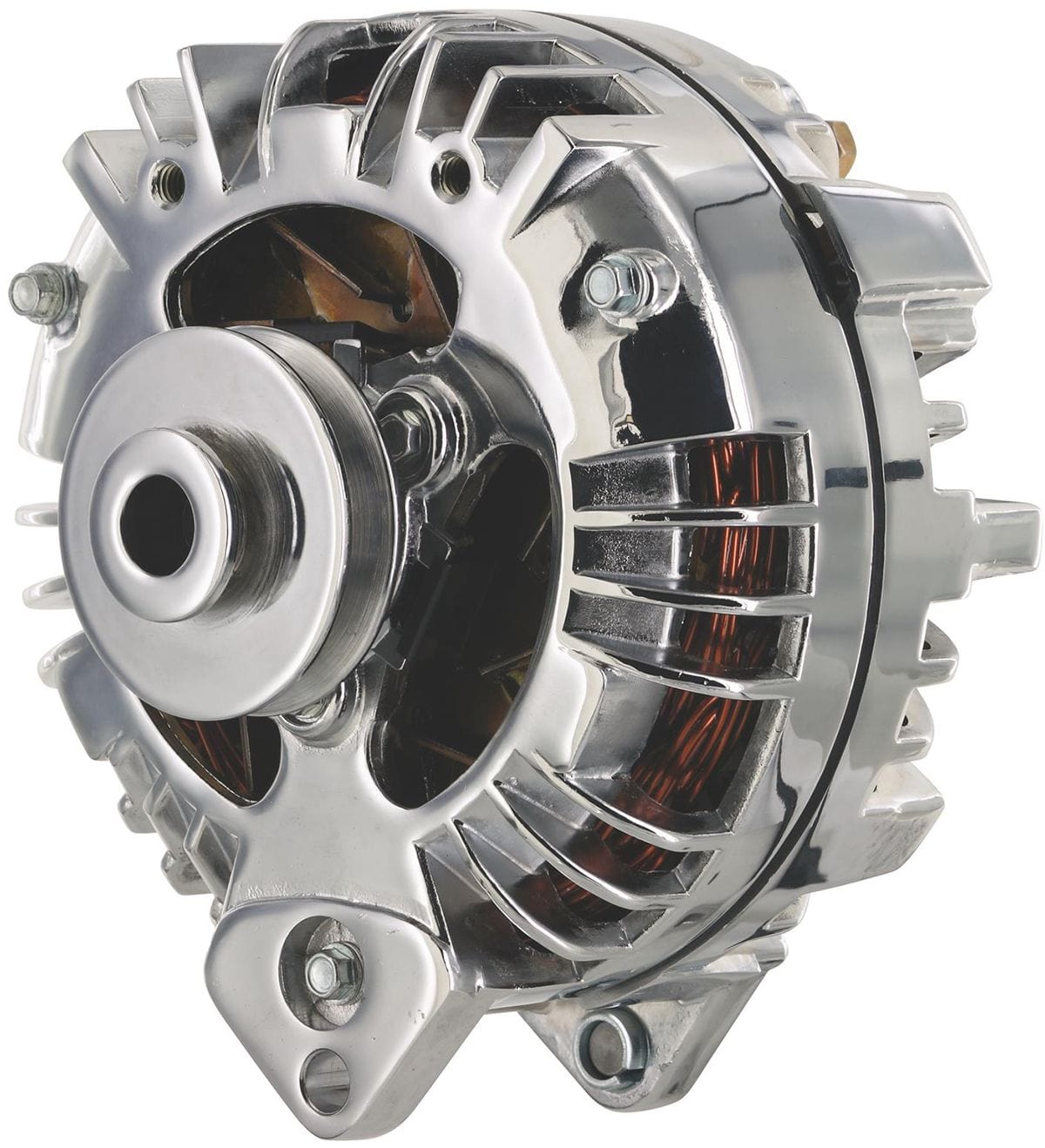 POWERMAST Ford 2G style, 80 Amps, Serpentine pulley, Chrome Finish Powermaster Powermaster Street Alternator PM17735 SR