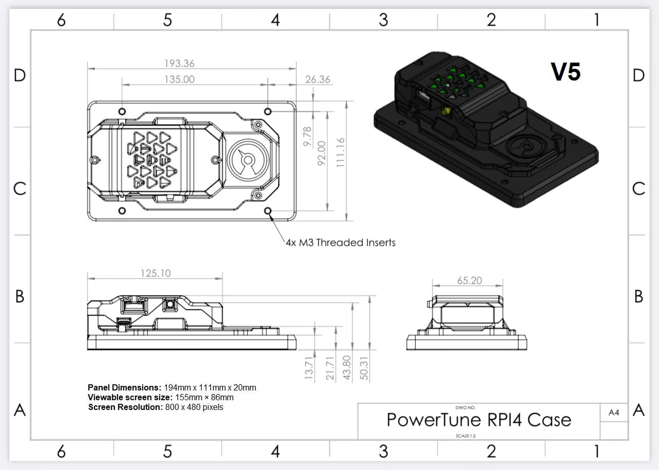 Powertune PowerTune Digital Dash V5 (optional GPS) SR